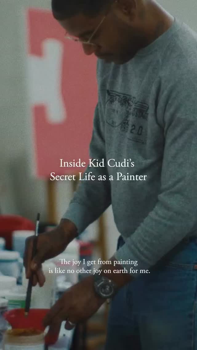 For the past year and a half, @kidcudi has privately spent his time painting alone in a vast warehouse studio.