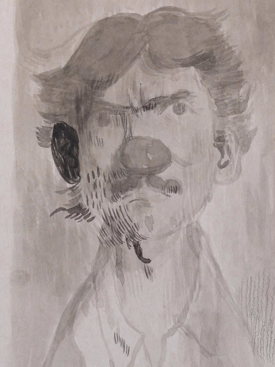 Two Uncles, 2024, charcoal and gouache on paper, 12 x 9 inches — image 2