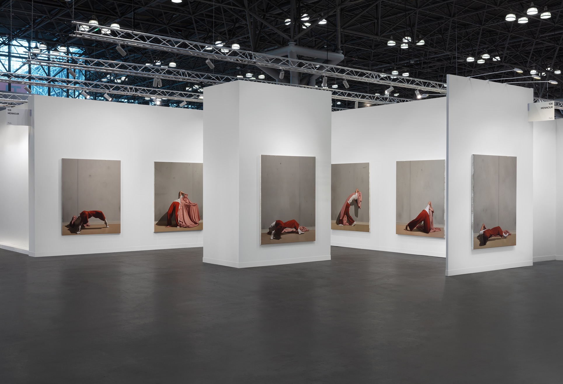 Dhewadi Hadjab’s solo presentation is now on view at The Armory Show in New York, at booth 106, through September 27, 2026. — image 1. Photo: @sebastianopelliondipersano